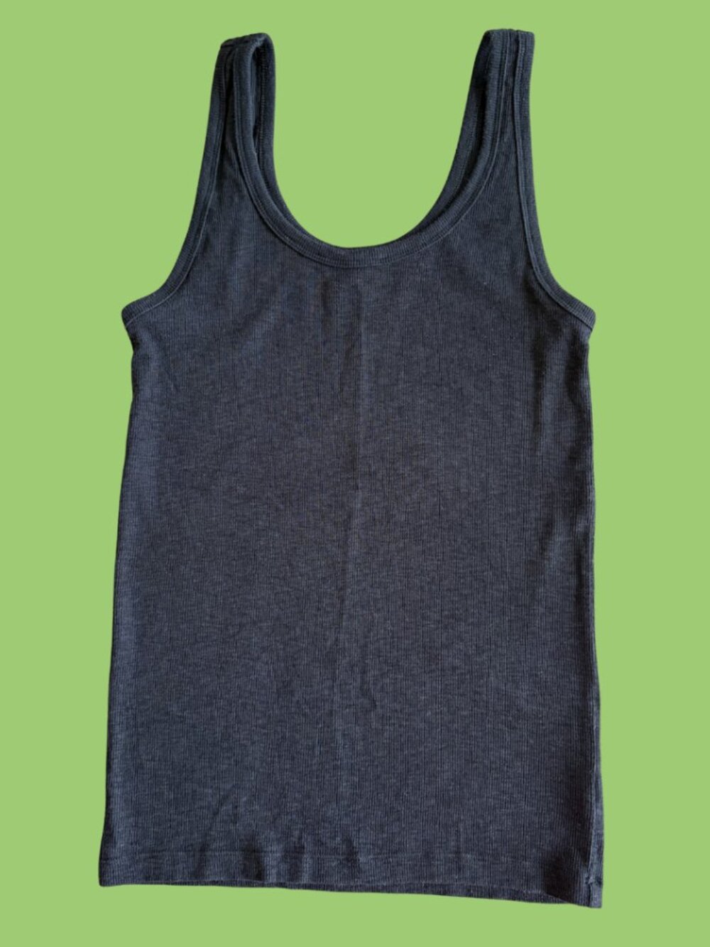 Aerie Ribbed Classic Length Fitted Tank Top, Scoop Neck, Black, Size Medium